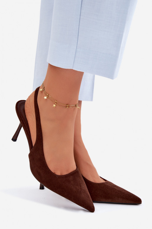 Women's High Heel Sandals With Eco Suede Chocolate Kevina