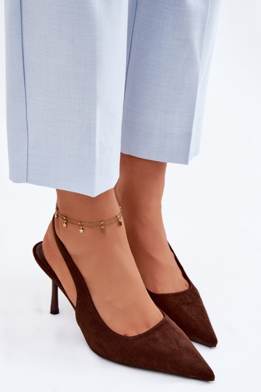 Women's High Heel Sandals With Eco Suede Chocolate Kevina