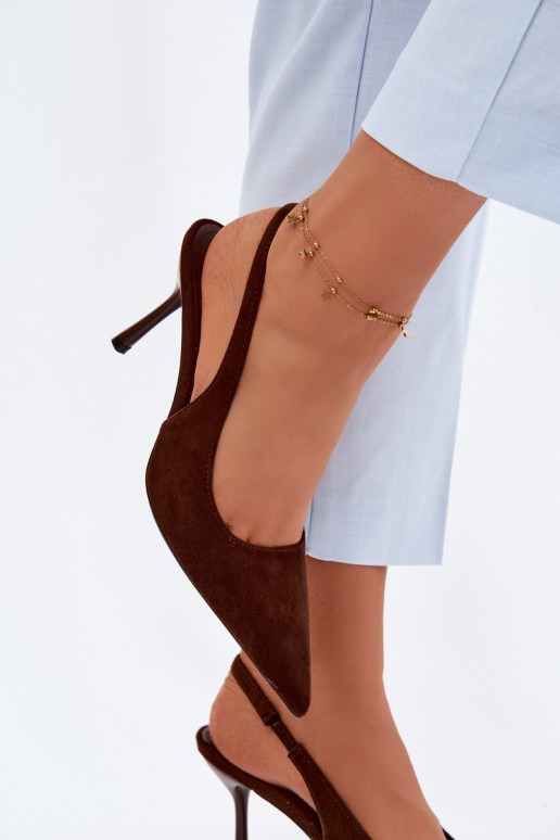 Women's High Heel Sandals With Eco Suede Chocolate Kevina