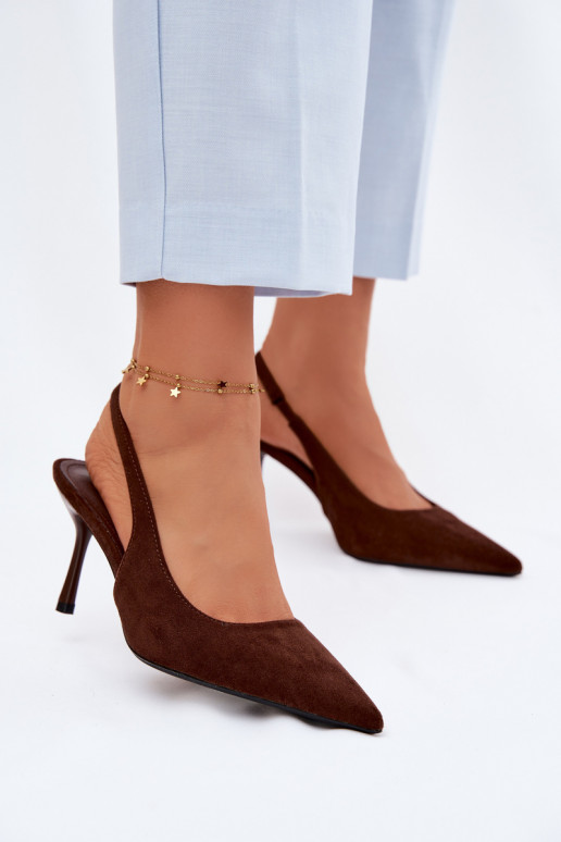 Women's High Heel Sandals With Eco Suede Chocolate Kevina