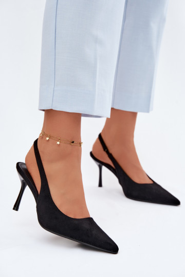 Women's High Heel Sandals Made of Eco Suede Black Kevina