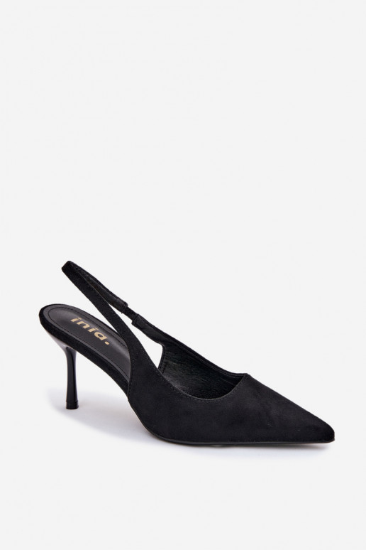 Women's High Heel Sandals Made of Eco Suede Black Kevina