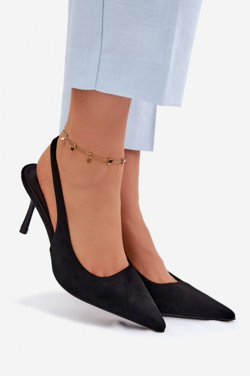 Women's High Heel Sandals Made of Eco Suede Black Kevina