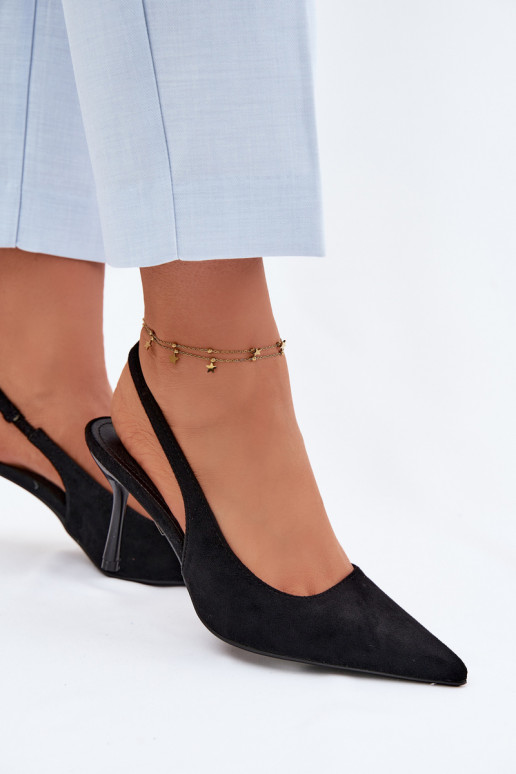 Women's High Heel Sandals Made of Eco Suede Black Kevina