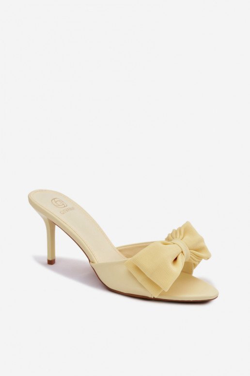 Women's Heeled Sandals With Bow Yellow Jelessa