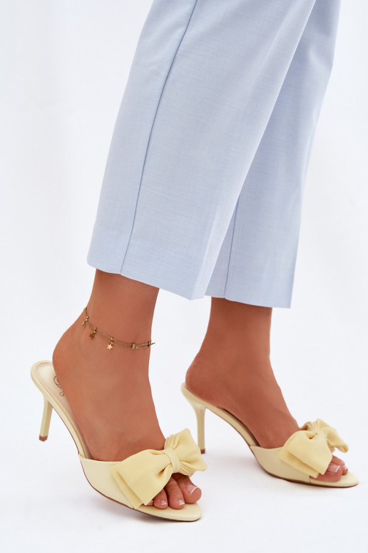 Women's Heeled Sandals With Bow Yellow Jelessa