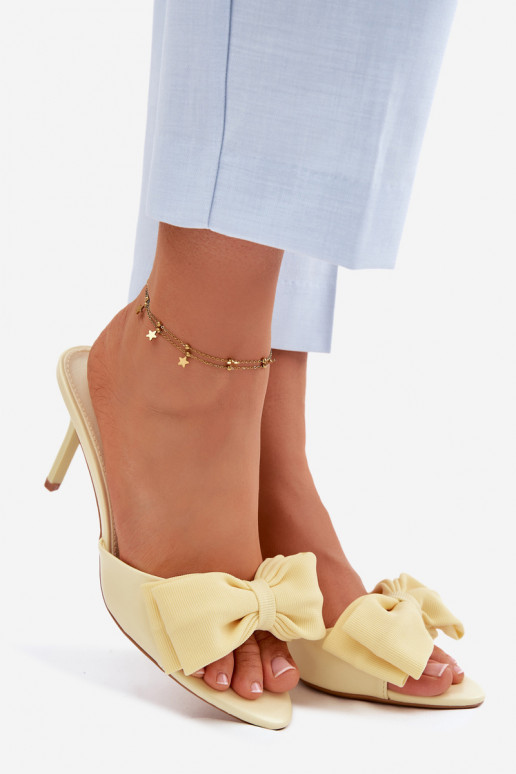 Women's Heeled Sandals With Bow Yellow Jelessa