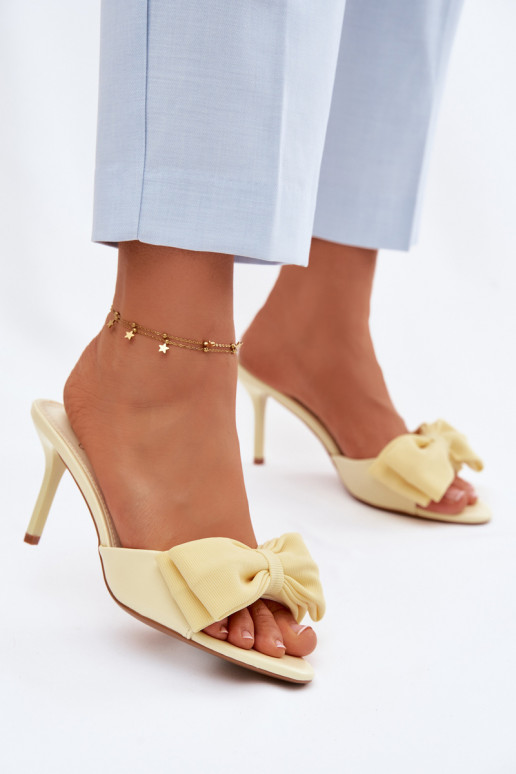 Women's Heeled Sandals With Bow Yellow Jelessa