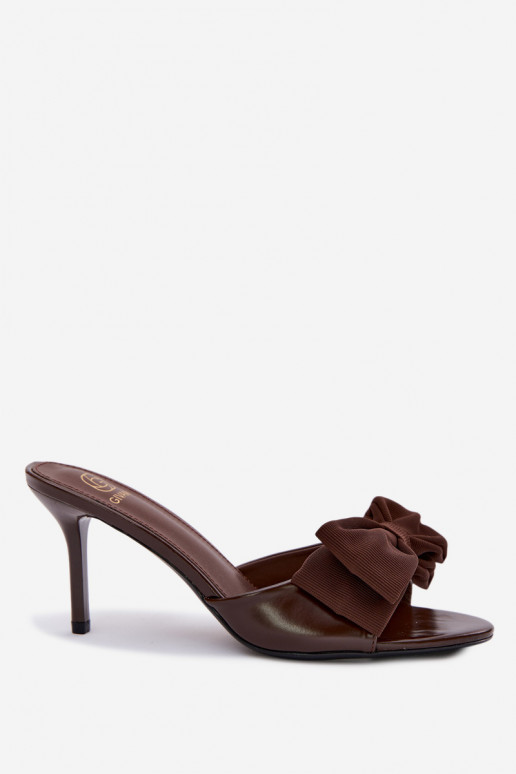 Women's High Heel Slippers With Bow Chocolate Jelessa