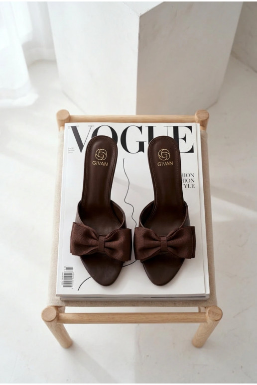 Women's High Heel Slippers With Bow Chocolate Jelessa
