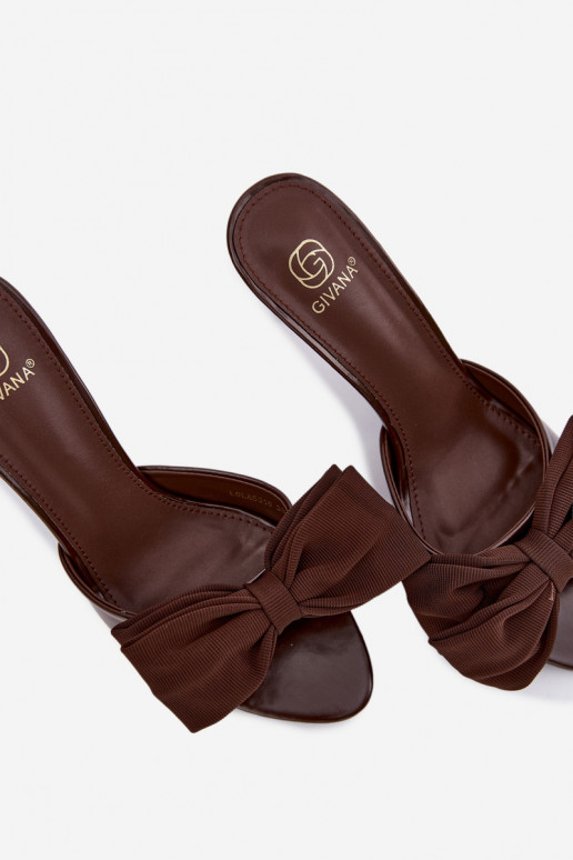 Women's High Heel Slippers With Bow Chocolate Jelessa