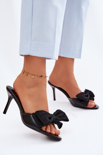 Women's High Heel Sandals With Bow Black Jelessa