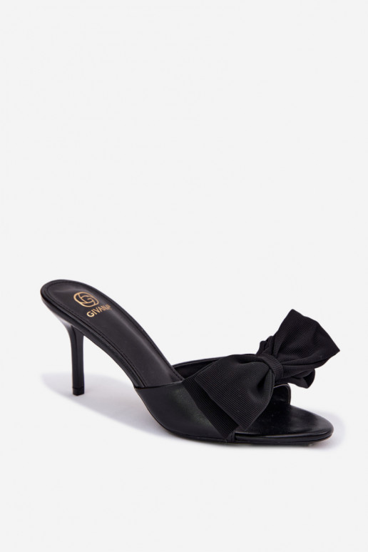 Women's High Heel Sandals With Bow Black Jelessa