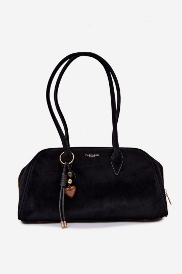 Eco Suede Bag With Keychain Black Noelia