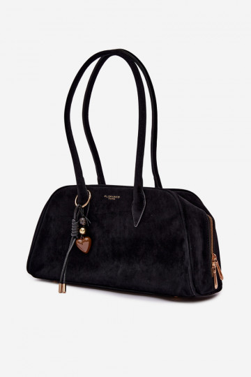 Eco Suede Bag With Keychain Black Noelia 2