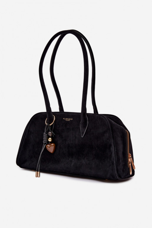 Eco Suede Bag With Keychain Black Noelia