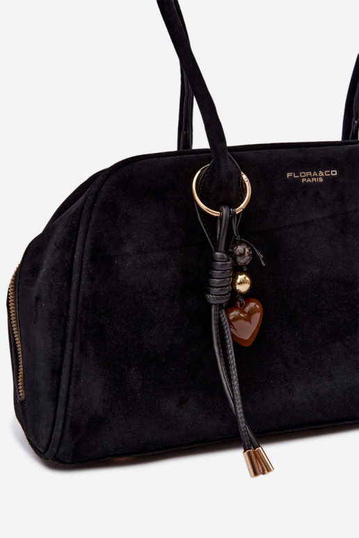 Eco Suede Bag With Keychain Black Noelia