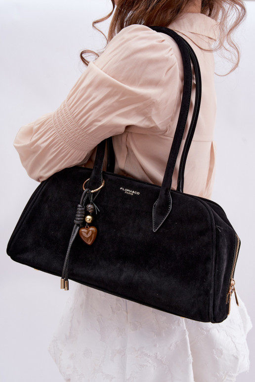 Eco Suede Bag With Keychain Black Noelia