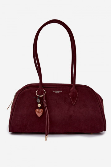 Eco Suede Bag With Keychain Burgundy Noelia