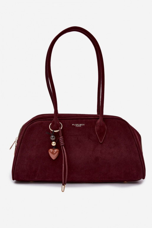 Eco Suede Bag With Keychain Burgundy Noelia