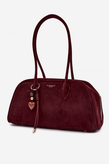 Eco Suede Bag With Keychain Burgundy Noelia 2