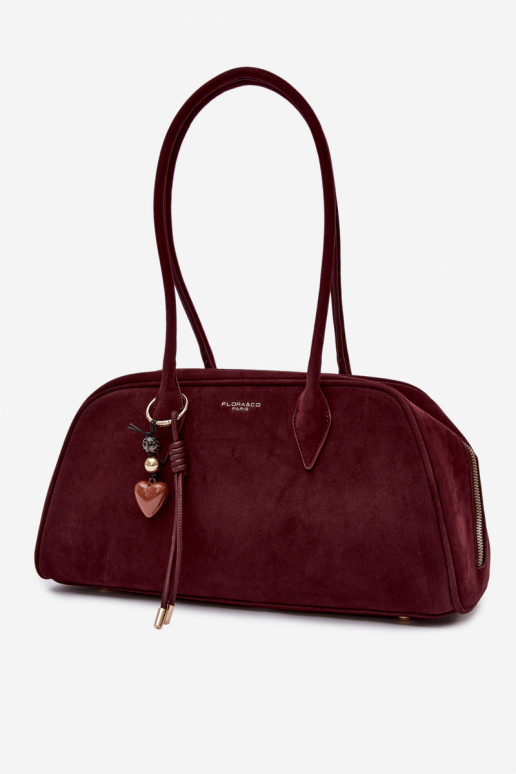 Eco Suede Bag With Keychain Burgundy Noelia