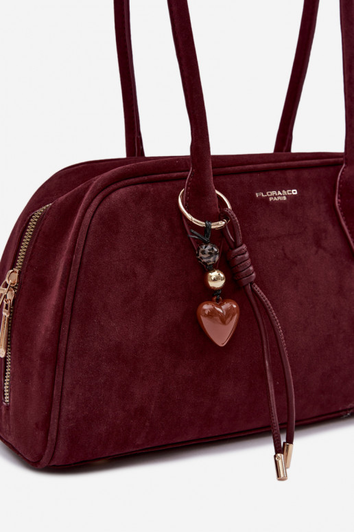 Eco Suede Bag With Keychain Burgundy Noelia