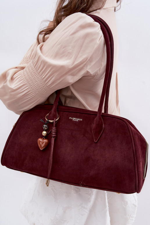 Eco Suede Bag With Keychain Burgundy Noelia