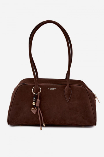 Eco Suede Bag With Keychain Chocolate Noelia