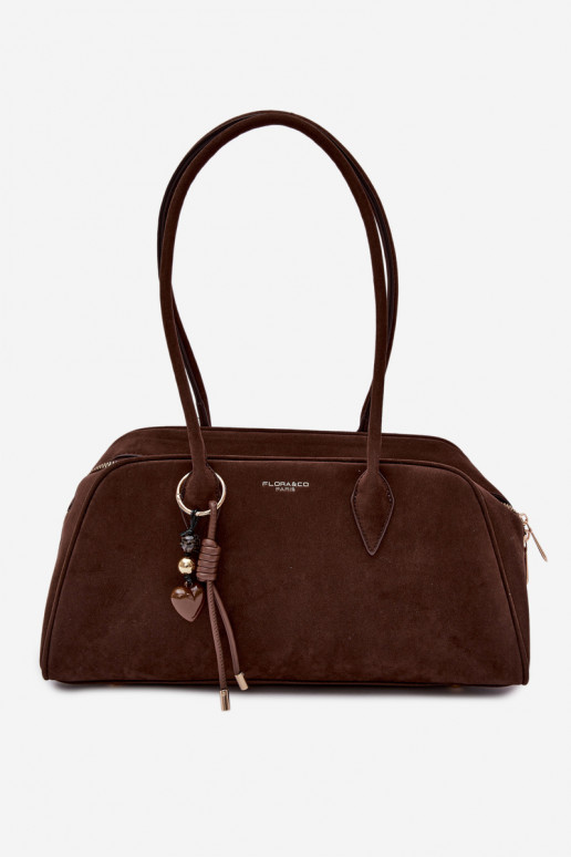 Eco Suede Bag With Keychain Chocolate Noelia