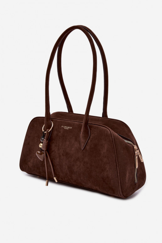 Eco Suede Bag With Keychain Chocolate Noelia