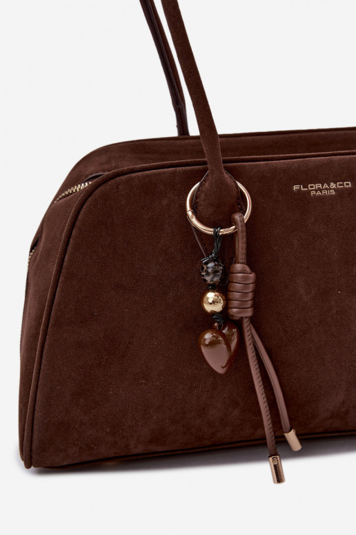 Eco Suede Bag With Keychain Chocolate Noelia
