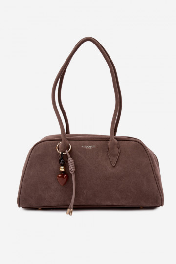 Eco Suede Bag With Keychain Dark Beige Noelia
