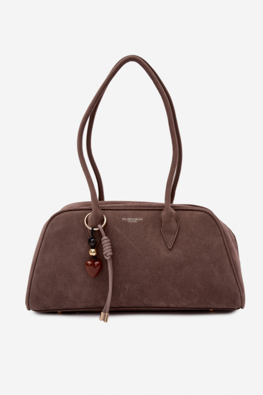 Eco Suede Bag With Keychain Dark Beige Noelia