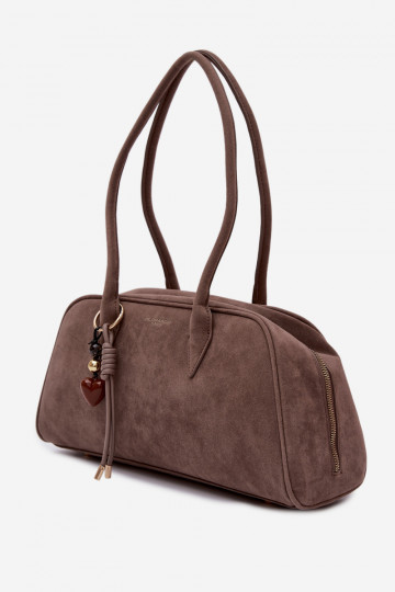 Eco Suede Bag With Keychain Dark Beige Noelia 2