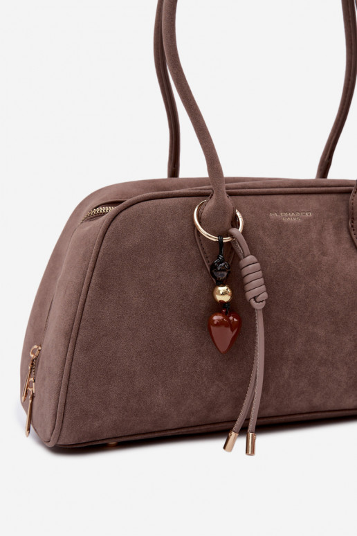 Eco Suede Bag With Keychain Dark Beige Noelia