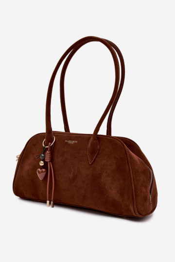 Eco Suede Bag With Keychain Camel Noelia 2
