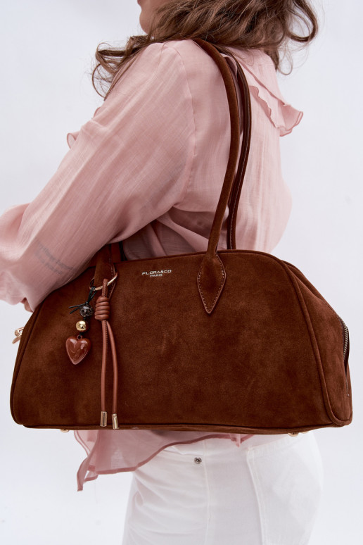 Eco Suede Bag With Keychain Camel Noelia