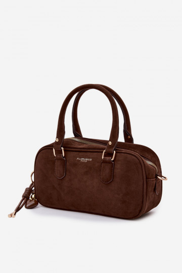 Small Eco Suede Box Bag Chocolate Annelle 2