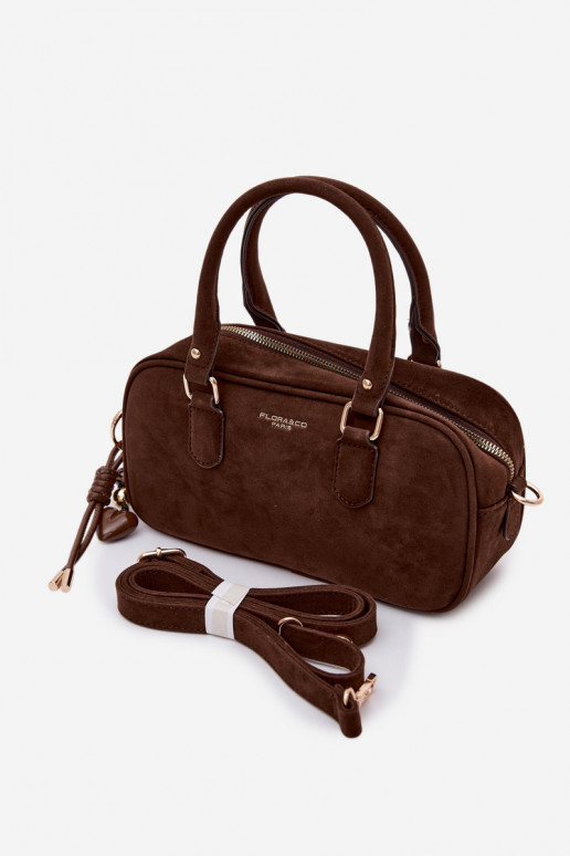 Small Eco Suede Box Bag Chocolate Annelle