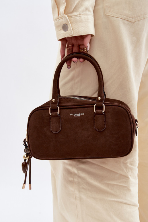 Small Eco Suede Box Bag Chocolate Annelle