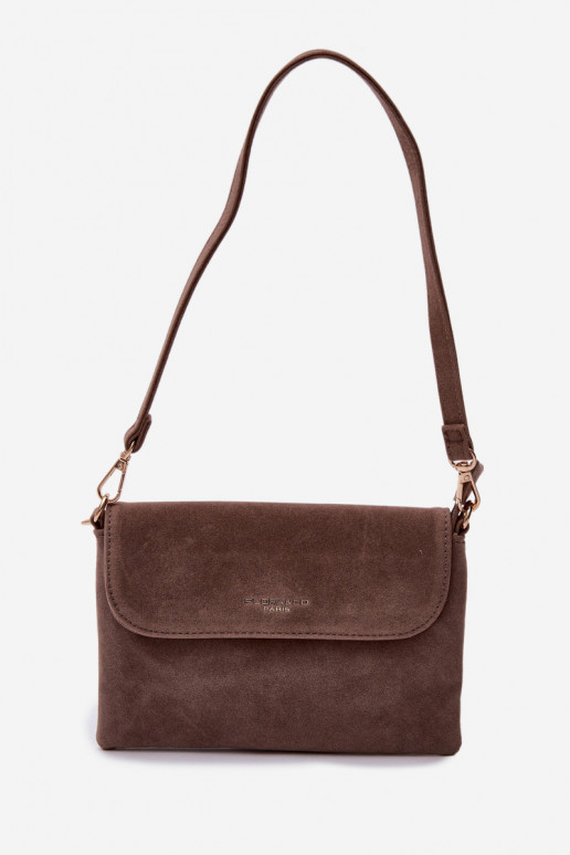 Small Crossbody Bag Made of Eco Suede Dark Beige Lucelle