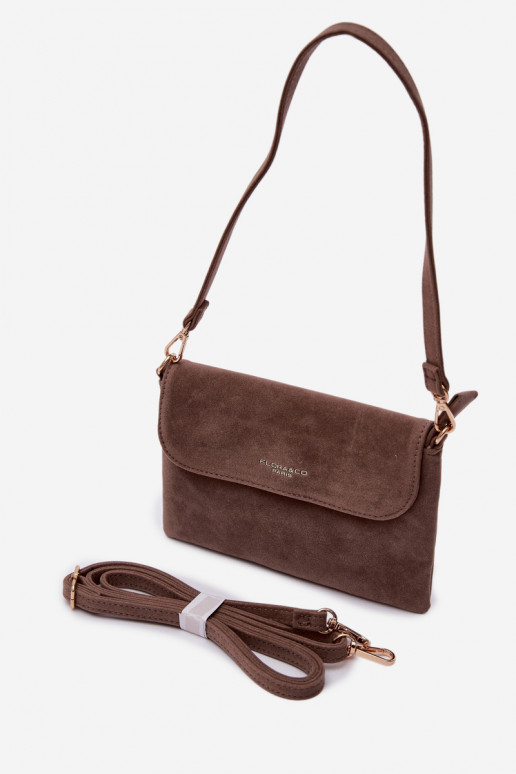 Small Crossbody Bag Made of Eco Suede Dark Beige Lucelle