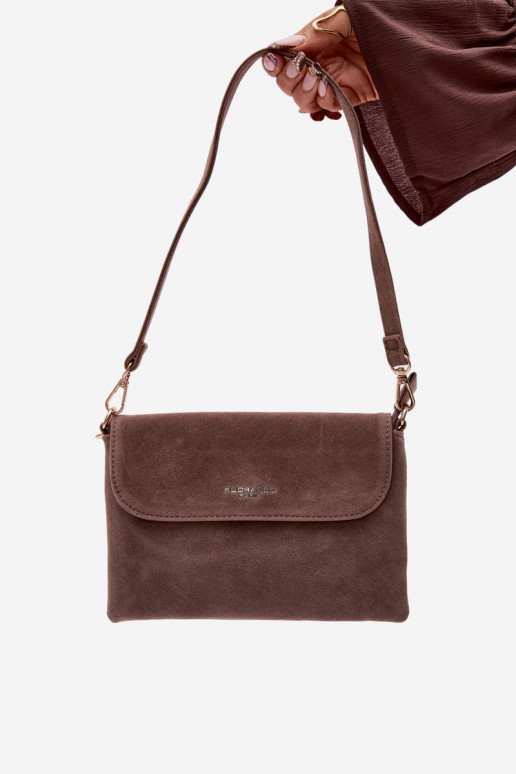 Small Crossbody Bag Made of Eco Suede Dark Beige Lucelle