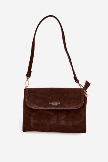 Small Crossbody Bag Made of Eco Suede Chocolate Lucelle