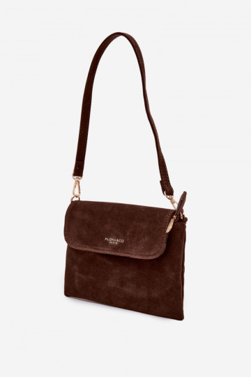 Small Crossbody Bag Made of Eco Suede Chocolate Lucelle 2