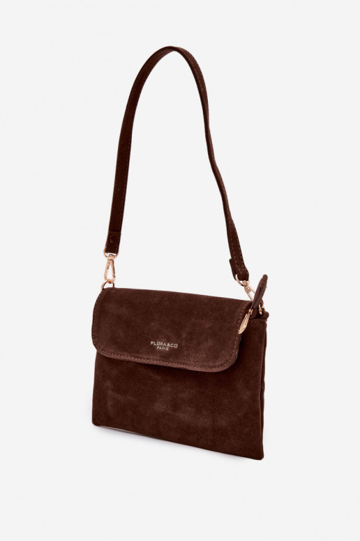 Small Crossbody Bag Made of Eco Suede Chocolate Lucelle