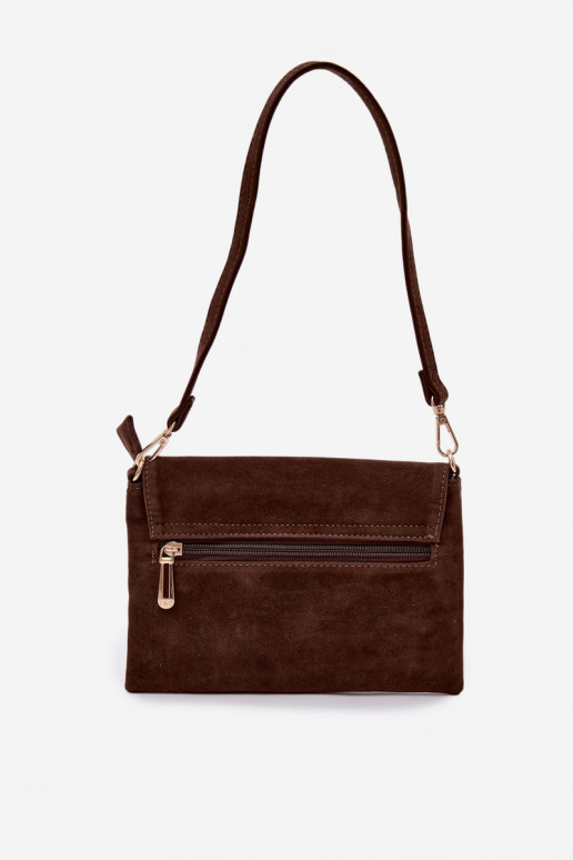 Small Crossbody Bag Made of Eco Suede Chocolate Lucelle