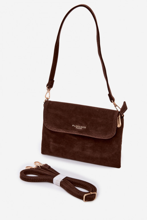Small Crossbody Bag Made of Eco Suede Chocolate Lucelle