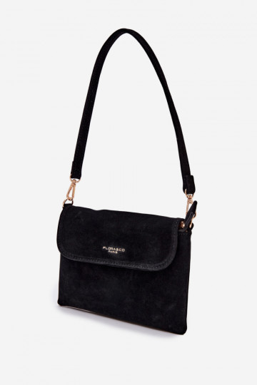 Small Crossbody Bag Made of Eco Suede Black Lucelle 2